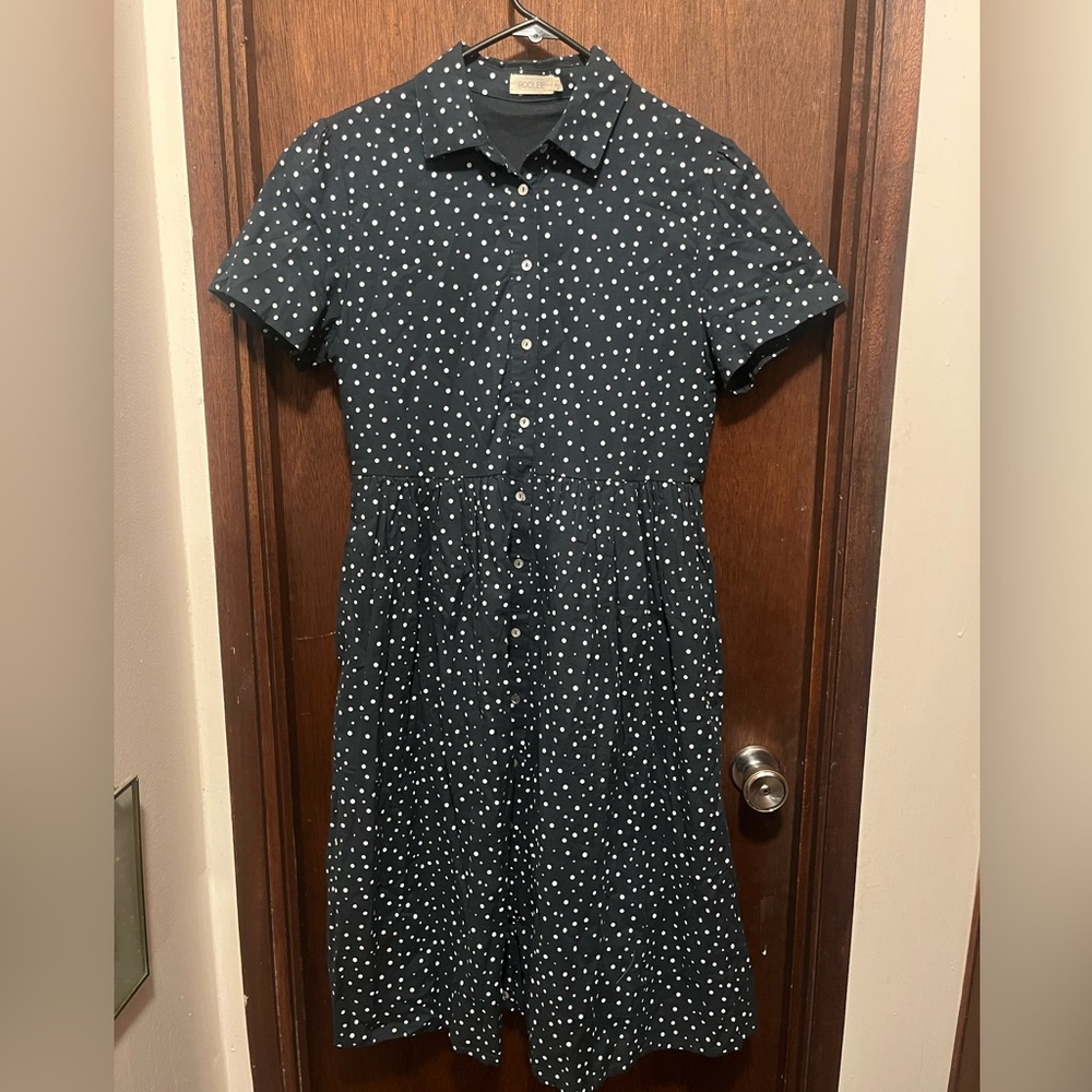 Roolee polka dot collard dress